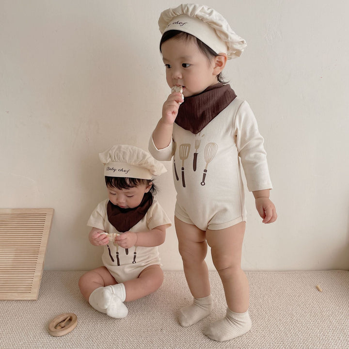The Perfect Outfit for Your Little Chef - Ins Baby Chef Modeling Romper